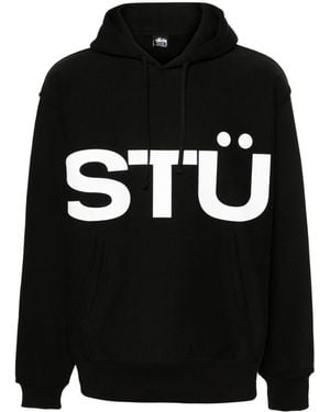 Stussy All Caps Cotton Hoodie - Black