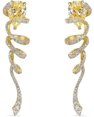 Anabela Chan 18Kt Vermeil Ribbon Twirl Diamond Earrings - White