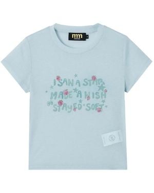 Mini Cream Graphic-Print Short-Sleeve T-Shirt - Blue