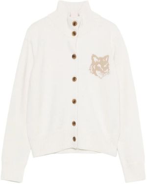 Maison Kitsuné Cardigan Con Stampa - Bianco