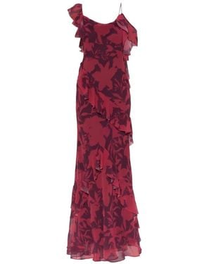 Self-Portrait Floral-Print Ruffled-Details Maxi Dress - Purple