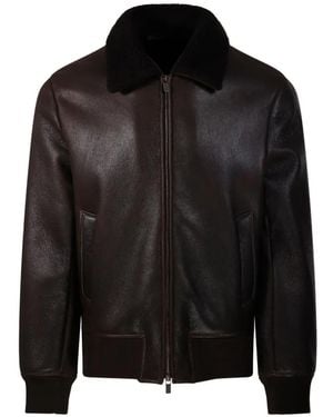 Salvatore Santoro Chaqueta De Piel Con Cuello De Lana De Borrego - Negro