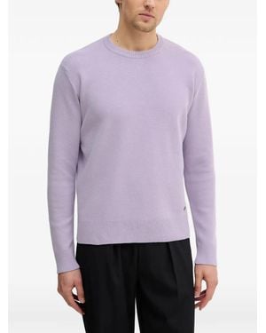 Sisley Ribbed Round Neck Sweater - Purple