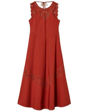 Twinset Broderie-Anglaise Long Dress - Red