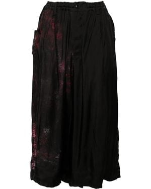 Y's Yohji Yamamoto Abstract-Print Pleated Midi Skirt - Black