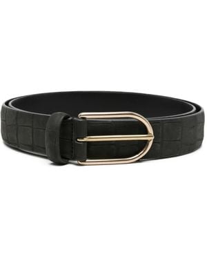 Dell'Oglio Rounded-Buckle Leather Belt - Black