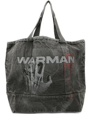 WARMAN Graphic Print Tote Bag - Black