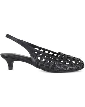 Ash Enji Cage-Construction Slingback Pumps - White