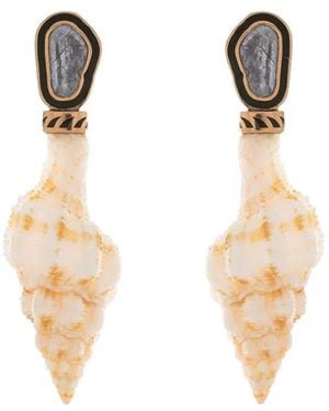 Dezso by Sara Beltran Shell Polki Diamond Earrings - White