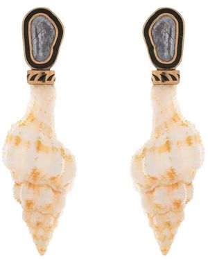 Dezso by Sara Beltran Shell Polki Diamond Earrings - White