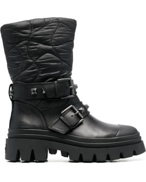 Ash Buckle-Detail Faux Leather Boots - Black
