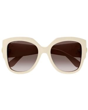 Gucci Interlocking G Geometric-Frame Sunglasses - Brown