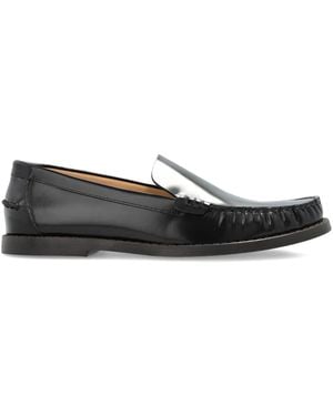 Odissi Leather Slip-On Loafers - Black