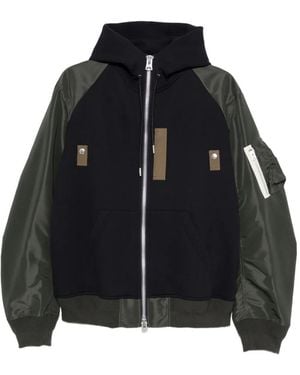 Sacai Panelled Zip-Fastening Jacket - Black