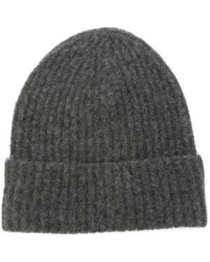 Roberto Collina Ribbed Beanie - Gray
