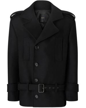 Pinko Belted Epaulette Coat - Black