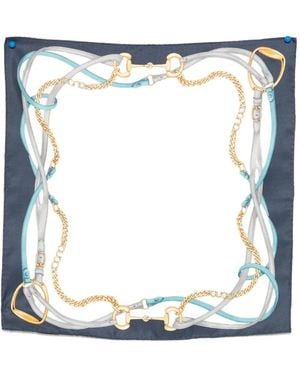 Gucci Horsebit-Print Square Scarf - Blue