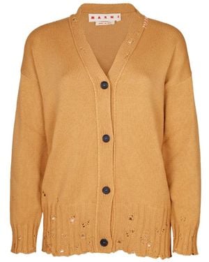 Marni Button Distressed Cardigan - Natural