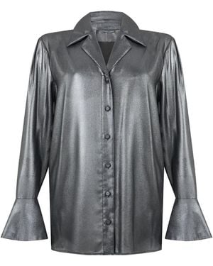 Alberta Ferretti Blouse Met Metallic-Effect - Grijs