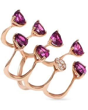 Stefere 18K Rose Aurore Amethyst And Sapphire Ring - Pink
