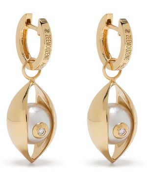 ZEEMOU ZENG Boucles D'Oreilles En Jaune 18Ct Ornées De Perles Akoya - Métallisé