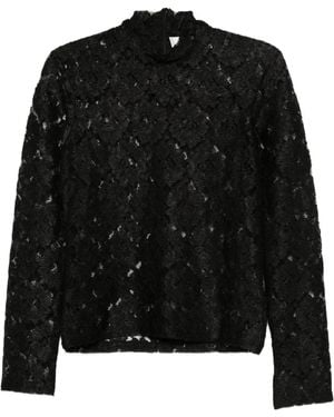 Rohe Lace Mock-Neck T-Shirt - Black
