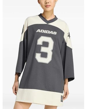 adidas Logo-Print T-Shirt Mini Dress - Gray