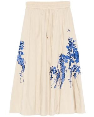 P.A.R.O.S.H. Floral-Embroidered Maxi Skirt - White