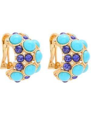 Kenneth Jay Lane Stone Embellished Clip Earrings - Blue