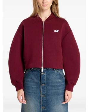 Calvin Klein Logo-Detail Balloon-Sleeve Bomber Jacket - Red