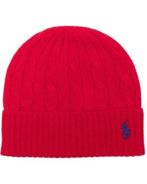 Polo Ralph Lauren Cable-Knit Wool And Cashmere Beanie Accessories - Red
