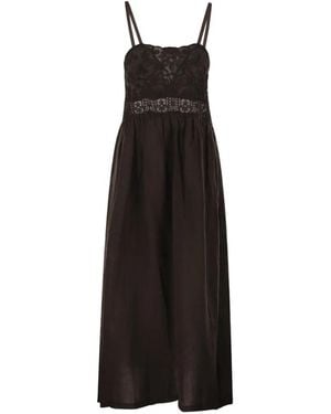 Maurizio Mykonos Embroidered Tiered Maxi Dress - Black