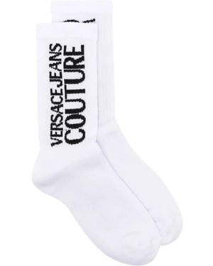 Versace Jeans Couture Logo-Intarsia Knitted Socks - White
