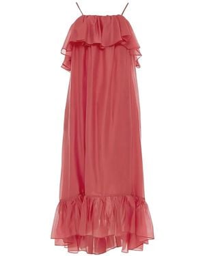 Devotion Aura Square-Neck Midi Dress - Red