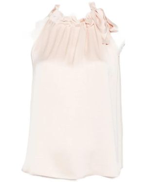 Peserico Ruffled-Neck Tie-Fastening Top - White