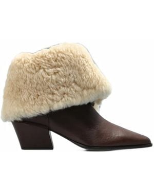Paris Texas Bottines Bettina Bordées De Peau Lainée - Natural