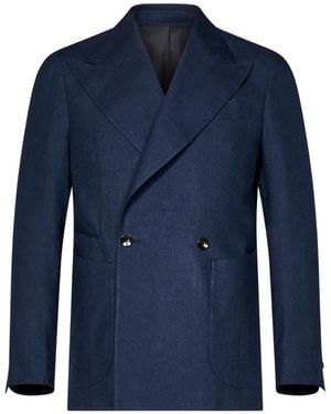 Franzese Collection Double-Breasted Peak-Lapel Blazer - Blue
