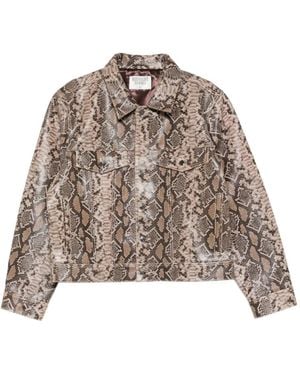 MIDNIGHT RODEO "1968" Buttoned Snakeskin-Print Jacket - Brown