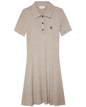 Calvin Klein Ribbed-Knit Polo Mini Dress - Natural