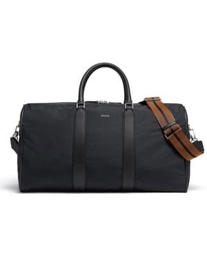 ZEGNA レザートリム ボストンバッグ - ブラック