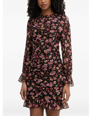 Morgan Floral-Print Ruched Mini Dress - Black