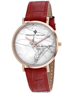 Christian Van Sant Lotus 34Mm Watch - Red
