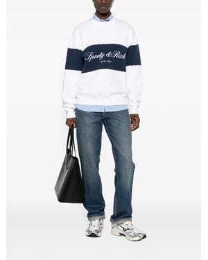 Sporty & Rich Embroidered-Logo Sweatshirt - Blue