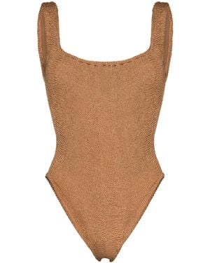 Hunza G スクエアネック ワンピース水着 - ブラウン