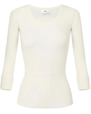 Elisabetta Franchi Ribbed Chain Knit Top - White