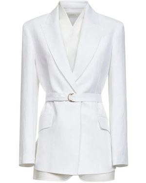 Blanca Vita Belted Peak-Lapel Jacket - White