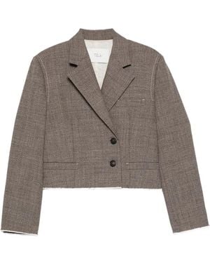 Tela Cropped Double-Breasted Jacket - Brown