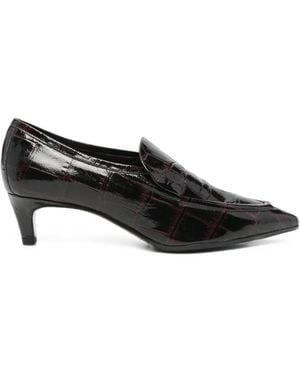 LORENA PAGGI Croc-Effect Pointed-Toe Pumps - Nero