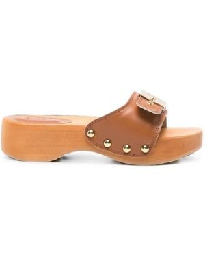 Scholl Pescura Heel Sr Leather Heeled Sandals - Brown