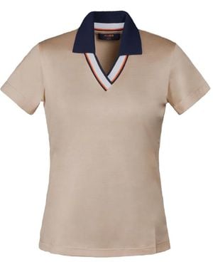 Moorer Esker-Jcg V-Neck Polo Shirt - Natural